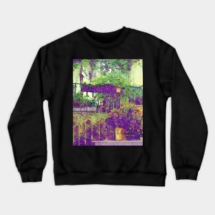 Staircase with lavender in the provence Crewneck Sweatshirt